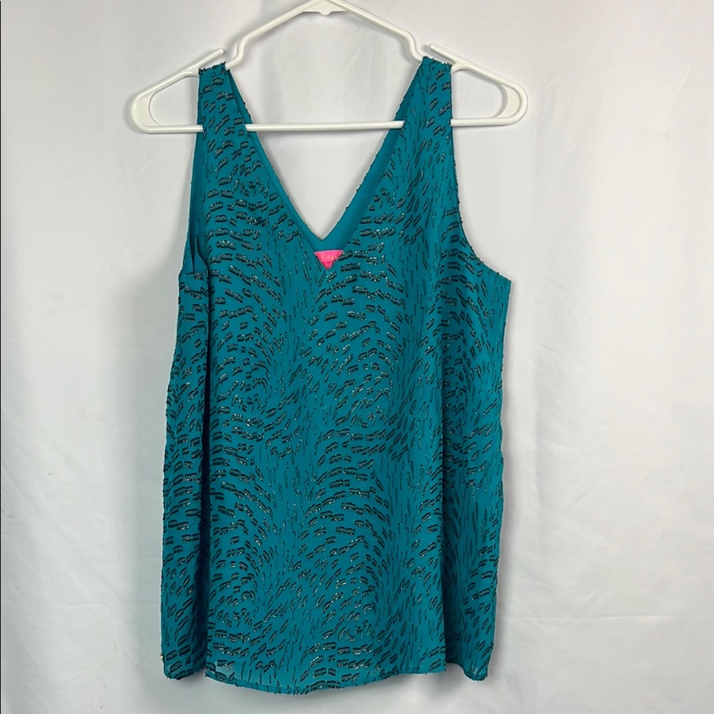 Lilly Pulitzer small teal and black Sleeveless blouse